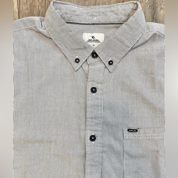 Rip Curl Surf‎ Long Sleeve Shirt Mens M Medium Button Up Down Striped Pinstripes - Picture 1 of 9
